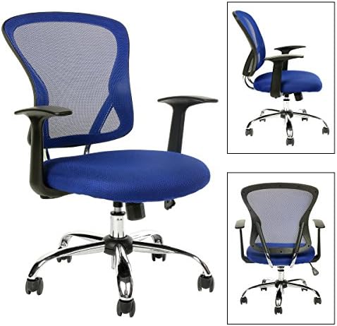 Office Chair Mesh Mid-Back Ergonomic Home Office Task Chair with Arms by KERMS (Blue)