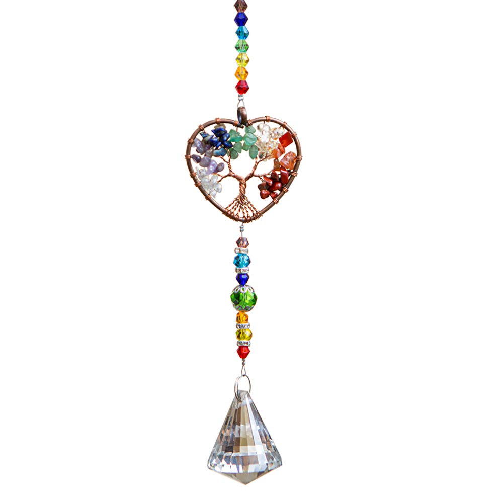 WEISIPU Crystals Sun Catcher - Life Tree Crystal Pendant Window Decorations Suncatchers for Window, Garden, Home Decoration (Multicolor)