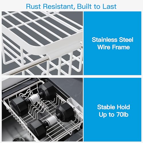 Image of JASIWAY White Dish Drying Rack Over the Sink with Utensil Holder