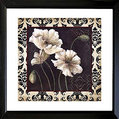 BUY ART FOR LESS Framed Black & White Poppy Damask I by TRE Sorelle Studios 16x16 Vintage French Floral Print Poppys