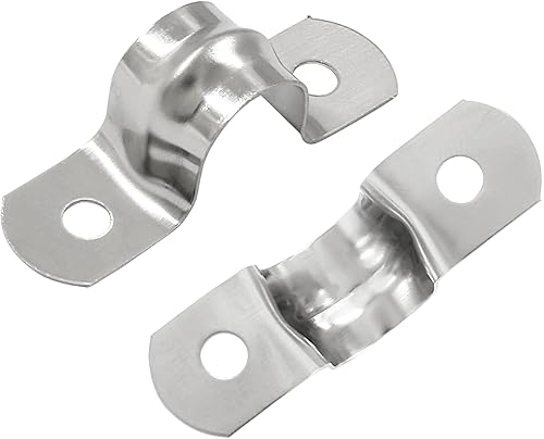 Miniatura 3 de Hitefu 50 correas de tubo rígidas de acero inoxidable, M12 12 pulgadas, correa de dos agujeros, abrazaderas de tubo con soporte en U, abrazadera de