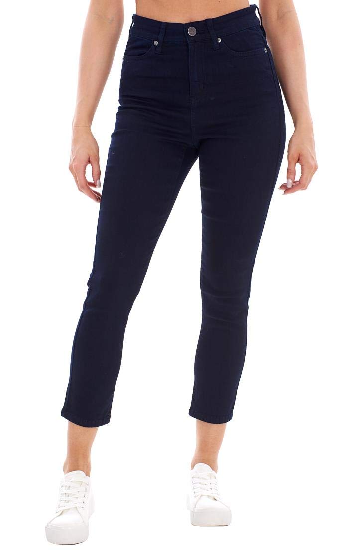 ChicWhisper Ladies High Waist Cropped Jeans Navy