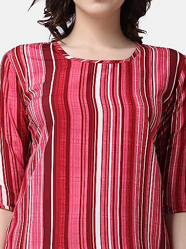 Image of POPWINGS Casual Printed Puff Sleeves Round Neck Top for Women || Stylish Summer Tops for Women || Hip-Length Women Top