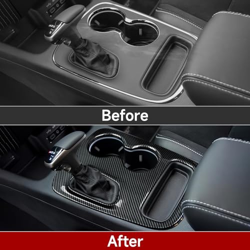 Image of Car Gear Shift Panel Decals for 2018 2019 2020 Dodge Durango Accessories Carbon Fiber Interior Stickers