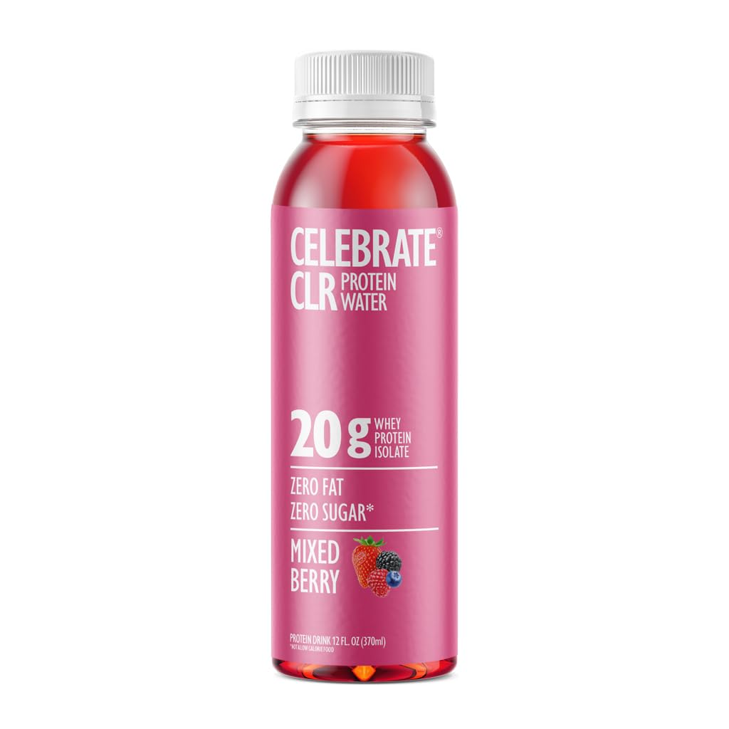 Celebrate Vitamins Celebrate CLR Whey Isolate Protein Water, Mixed Berry - 20g Protein, Ready to Drink - Gluten Free and Sugar Free - For Post Bariatric Surgery Patients, 12 Pack