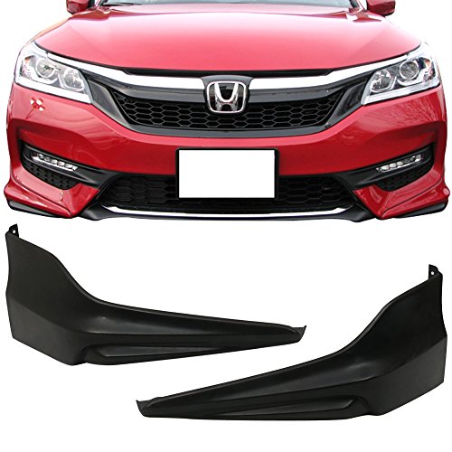 Front Lip Splitters Compatible With 2016-2017 Honda Accord Sedan, Hfp Style Unpainted Black Pu Polyurethane Front Bumper Lip Spoiler By Ikon Motorsports #TOP1