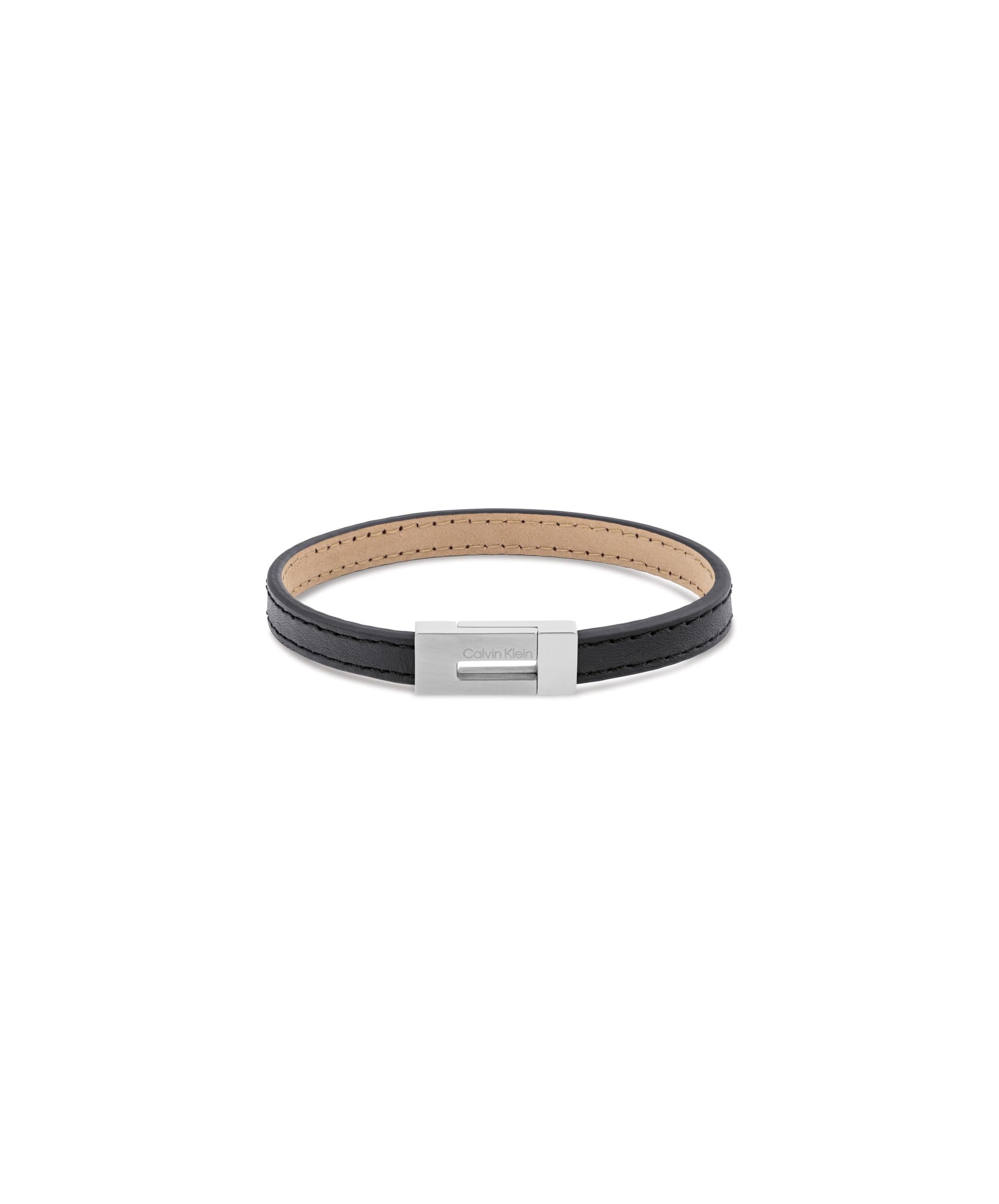 Calvin Klein Men's CK EXPOSED Collection Bracelet with Black Leather and Stainless Steel Closure - 35100020