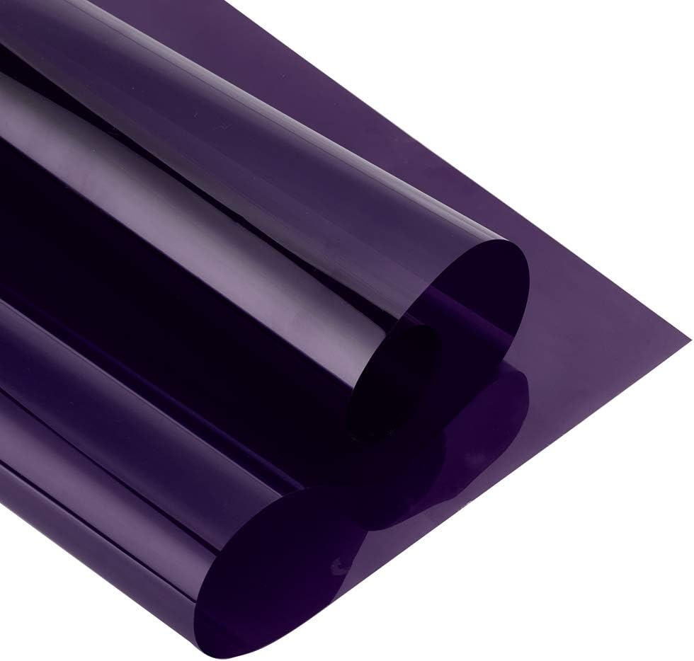 Transparent Colorful Daytime Privacy Window Film Tint for Home & Office, Anti-UV Heat Control, Sun Blocking Blackout Film for Windows Decoration in House (39.37" x 59.06", Purple)