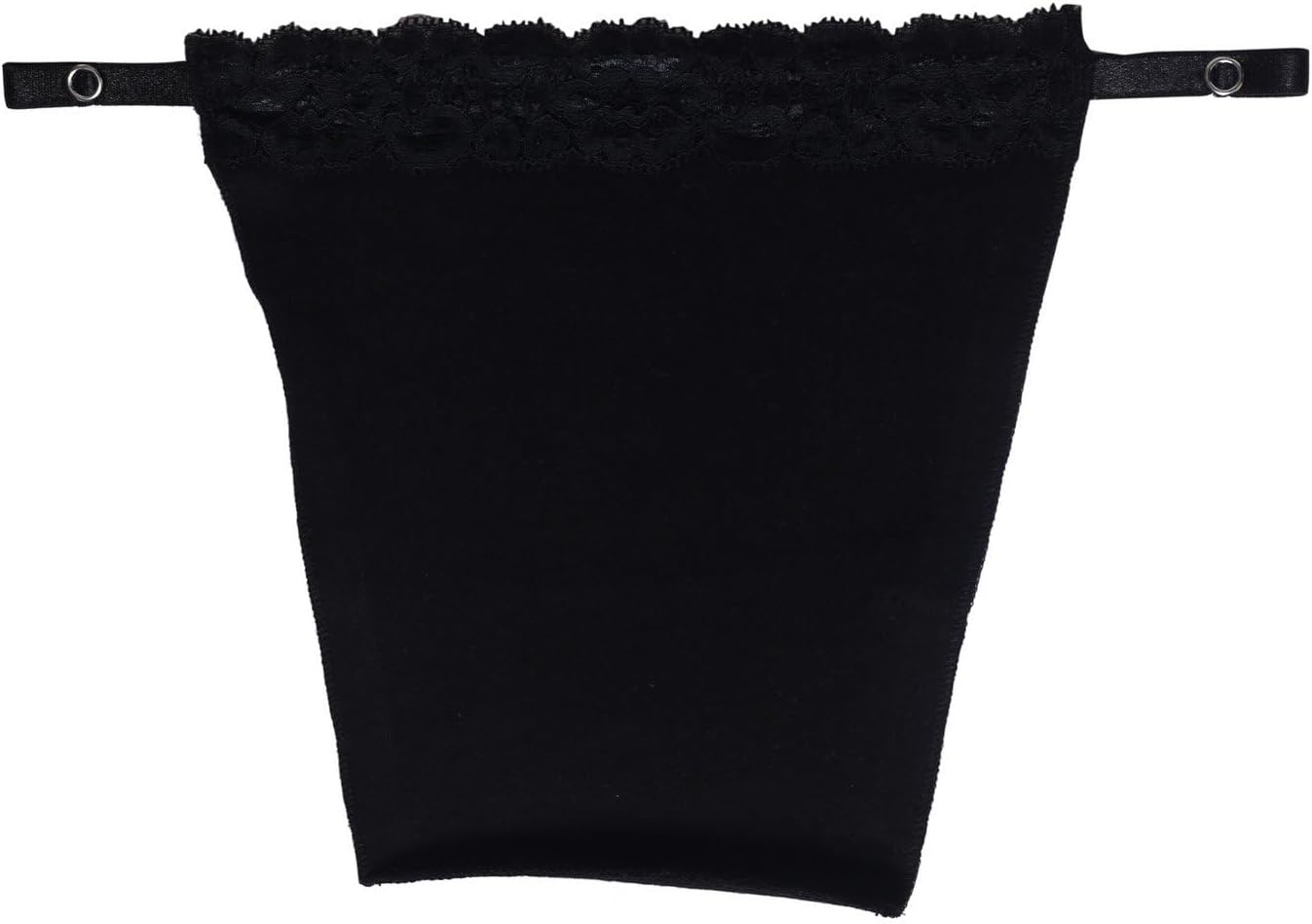 Women Mock Fitted Camisole Deep Neck Cleavage Cover Black With Lace Neckline. Free Size.