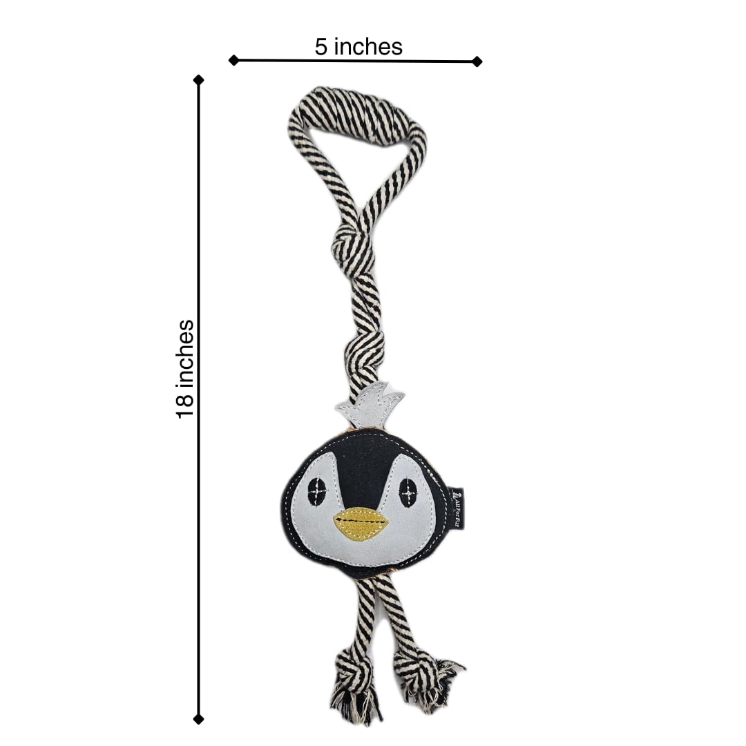 Samyuktha Levin The Penguin - Juguete para masticar de piel de ante natural, ecológico, duradero, no tóxico y divertido, para perros pequeños, medianos, grandes y extragrandes