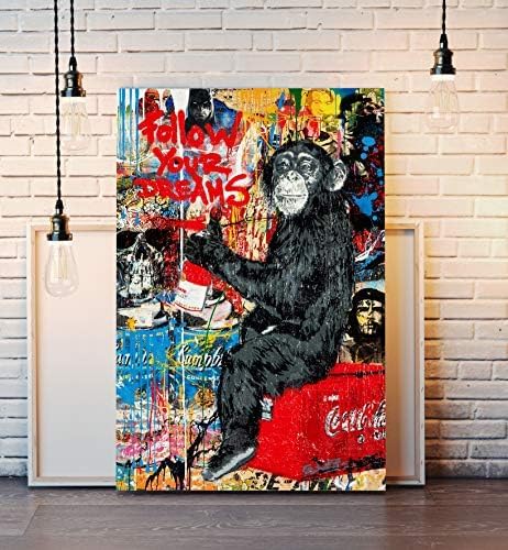 ADOHOME Banksy GRAFFITI FOLLOW YOUR DREAMS CANVAS WALL ART PRINT ARTWORK Modern Artwork Home Decor Giclee poster(70x100cm/Frameless)