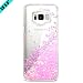 Galaxy S8 Case, Caka Galaxy S8 Glitter Case Luxury Bling Flowing Liquid Floating Glitter Sparkle Love Heart Case for Samsung Galaxy S8 - (Pink)