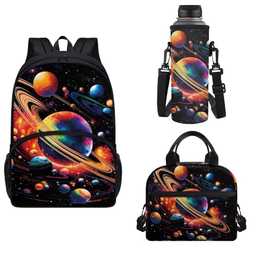 Horeset Solar System Planet Print Backpack Set for Boys School Ba...