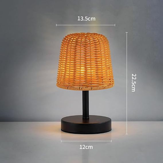 Bedside Lamps, Vintage Table Lamp for Bedroom, 3 Color Temperatures Dimmable Retro Vine Woven Night Light with USB Inline Control & Timer for Kids Room, Study Dorm Office Shelves [Energy Class A]