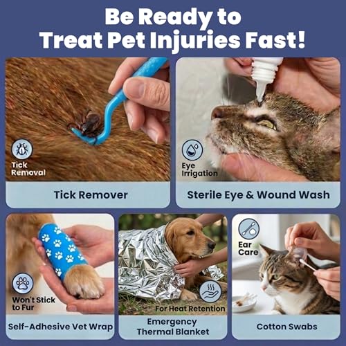 Image of Dog First Aid Kit - Vet Approved Emergency Supplies - Pet First Aid Kit Guide, Tick Remover, Thermal Blanket & More - Compact Dog Gear for Hiking, Camping & Backpacking (Travel Pack)