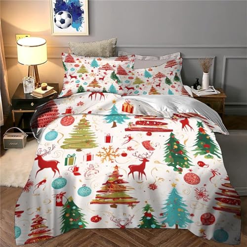 Housse de couette Noël microfibre résistante aux lavages lit king size