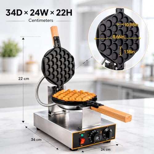 Image of Bubble Waffle Machine, Commercial Electric Egg Waffle Maker, Hong Kong Style Bubble Waffle Baker for Cafe Restaurant