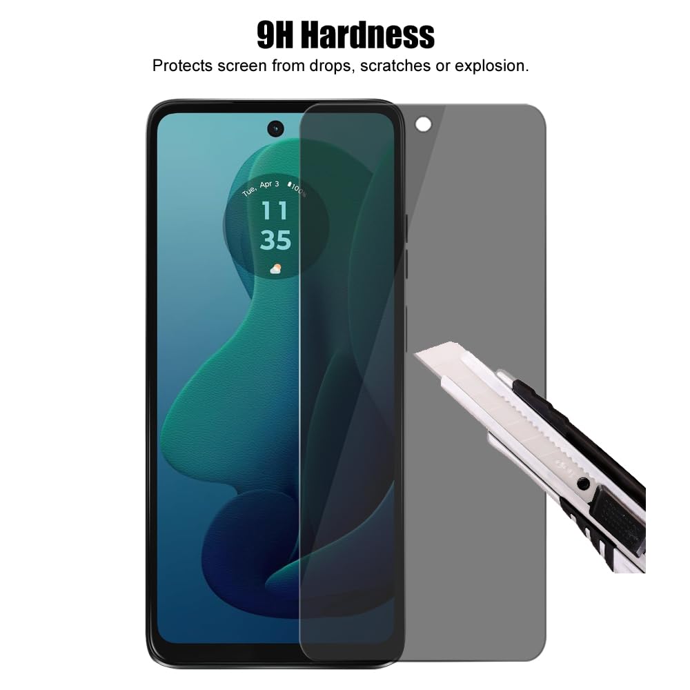 (3+3) - Protector de pantalla de vidrio templado privado antiespía para Motorola Moto G 5G 2024 (3 unidades) y 3 protectores de lente de cámara