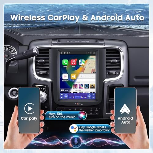 10.4" Car Radio Upgrade Dash Kit for Dodge Ram 2013-2018 1500 2500 3500,Android 13 8Core 4+64GB Wireless CarPlay Android Auto WiFi/Bluetooth5.0/GPS/DSP/SWC/1080P Rear Camera