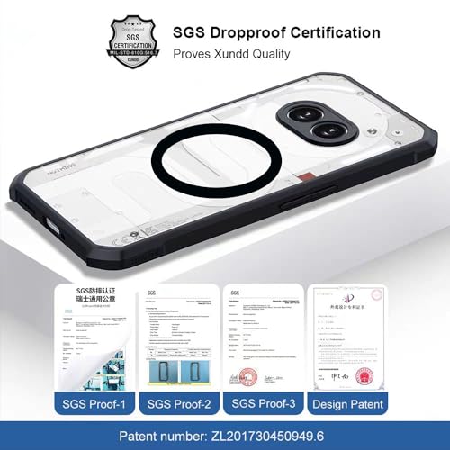 Image of for Nothing Phone 2A /2A Plus Case [Compatible with Magsafe] Soft TPU Bumper + Acrylic Transparent Back Military Grade Airbags Shookproof Drop Protection [1 Tempered Film],Magnetic Black