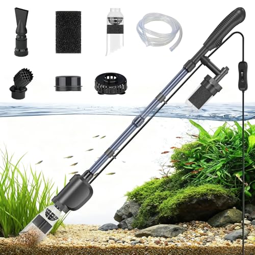 SYSENCIAGA Electric Aquarium Vacuum Gravel Cleaner, 36W Electric Fish Tank Cleaning Tools with Strong Suction for Automatic Water Change Algae Filter Water Circulation Wash Sand 580GPH