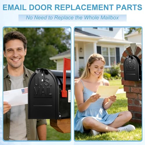 Moxweyeni 8" x 10" Mailbox Door Replacement – Black Metal Snap-in Door – Mailbox Cover with Magnetic Closure – Durable Mail Box Repair Kit for Brick Mail Box Rusted Standard by Moxweyeni - Image 6
