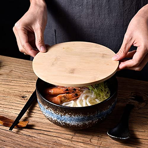 Ramen Schüssel-Set – 1500 ml Keramik-Nudelschale mit Löffel und Essstäbchen, kreatives Geschirr für Suppe und Reis