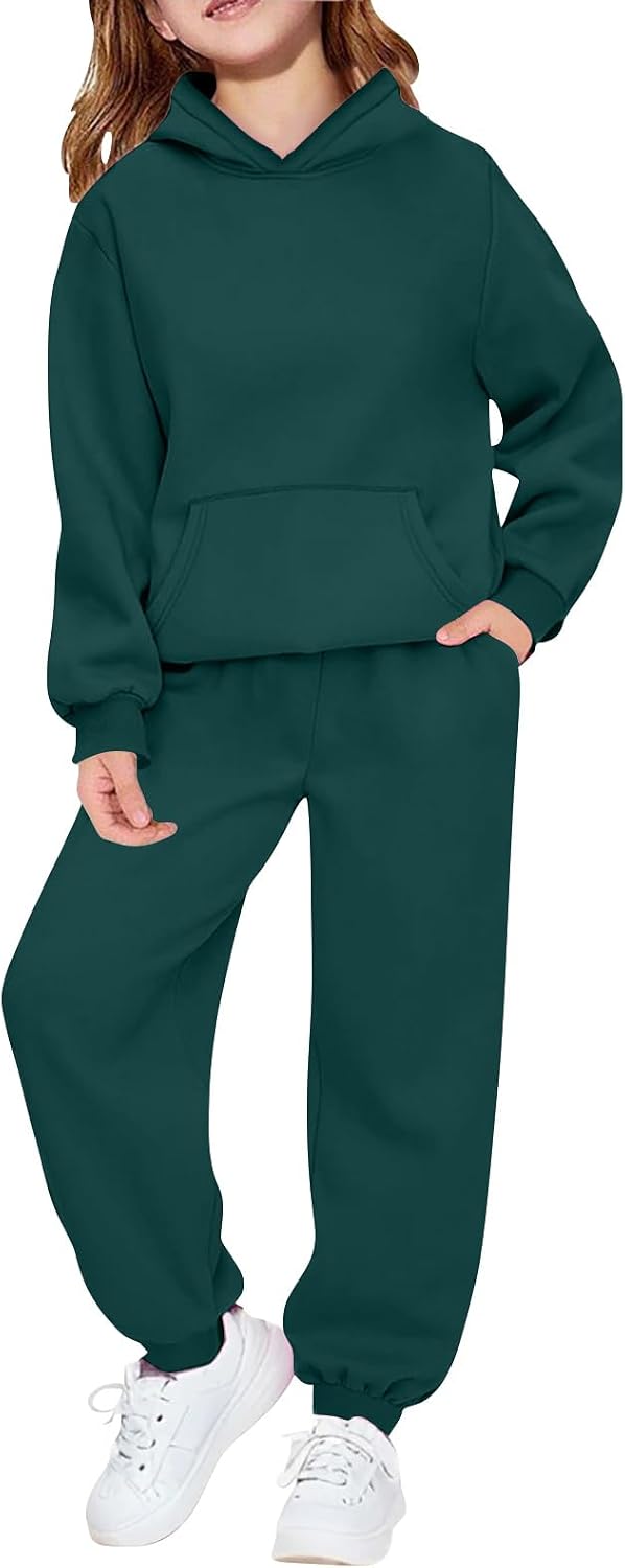 Toddler Kids Tracksuit Boys Girls 2 Piece Sweatsuit Jogging Outfits Jogger Sweatpants and Hooded Sweatshirt Fleece Clothing