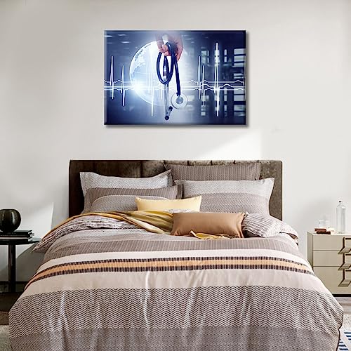 Image of TUMOVO Laboratory Canvas Wall Art Modern Medicine Concept Wall Decor Living Room Clinical Laboratory Wall Decor for Bedroom Posters and Prints Framed Ready to Hang (16 inch Wx24 H)