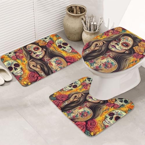 Alfombras de baño de microfibra alfombrilla suave tapete de inodoro lavable de 3 piezas 2