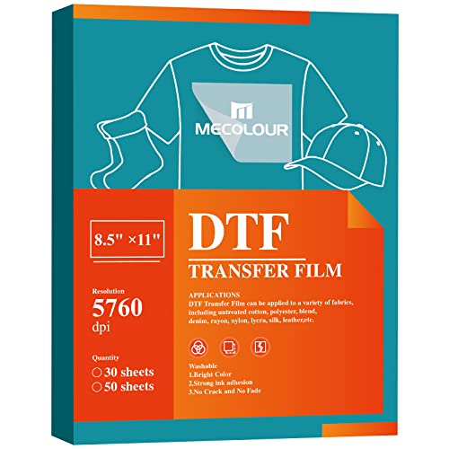 Mecolour Dtf Transfer Film A4 30 Sheets Premium Double-Sided Matte Finish Pet Transfer Paper Direct To Film For T Shirts Textile #TOP10