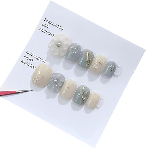 EMIR ROFFER Handmade Press On Nails Short Oval Blue Ombre