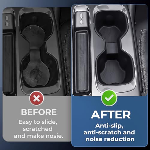 Image of Center Console Cup Holder Inserts for Chevrolet Equinox EV 2026 2025 2024 (Not for Gas), Interior Accessories TPE Car Cup Holders Covers Protector for Chevy Equinox EV 2024-2026, Black