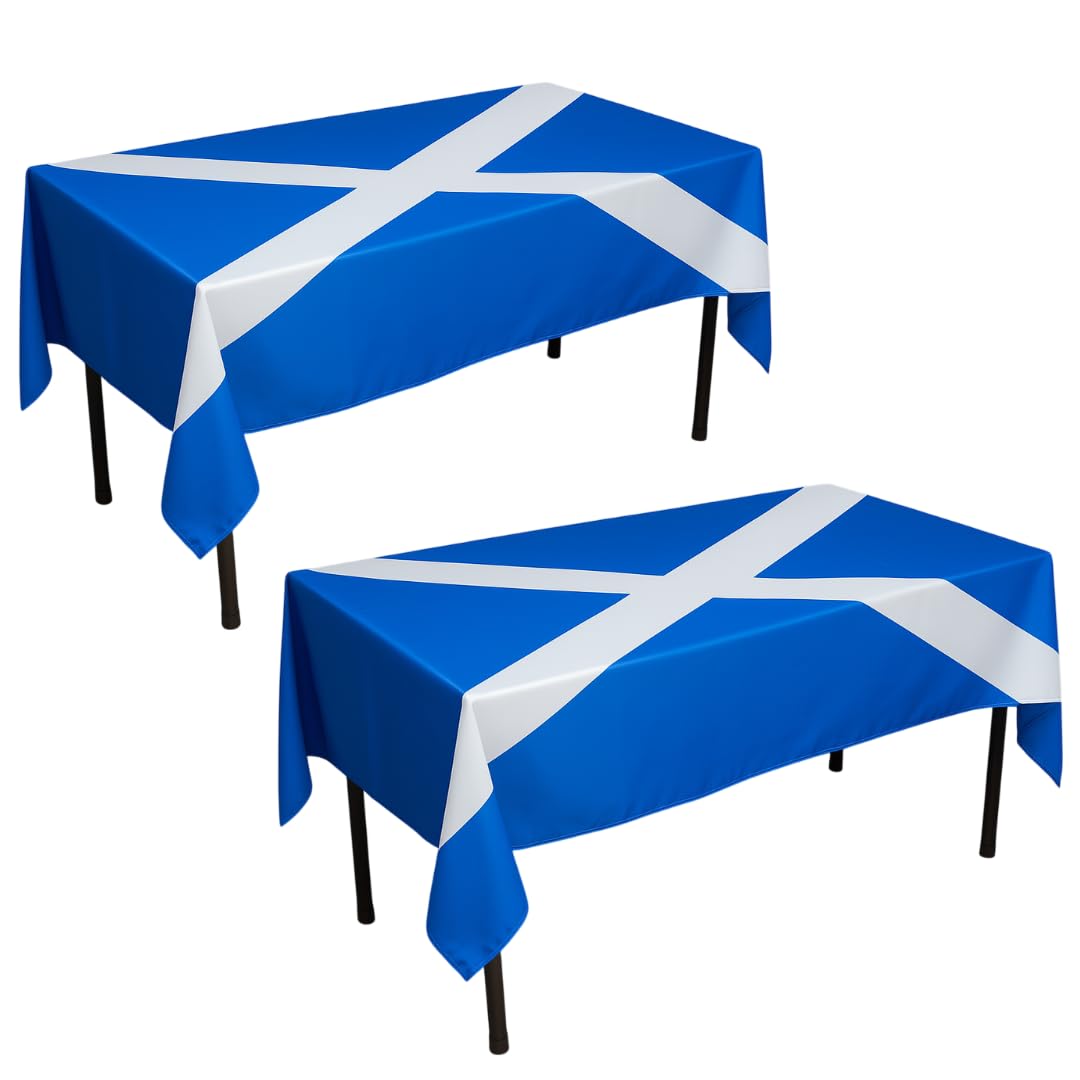 I LOVE FANCY DRESS Scotland Flag Tablecloth – St Andrew’s Cross Design – 5ft x 3ft Polyester Table Cover for Burns Night, St Andrew’s Day, Sporting Events & National Celebrations - Pack Of 2
