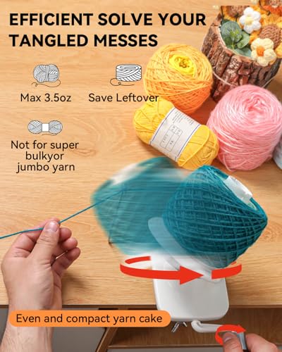 Image of SPEENSUN Yarn Winder, 3.5 OZ Easy-to-Install and Efficiently Yarn Spinner with Lower Noise, Robust ABS Material Ball Winder for Crochet and Knitting Lover for Yarns Below Size 5