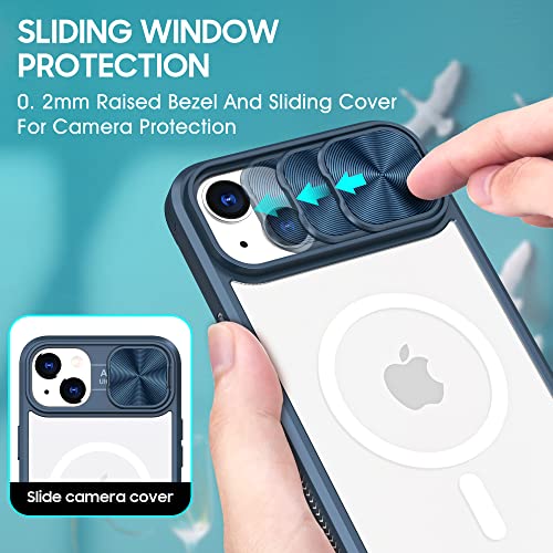 Coque iPhone 13 Pro compatible MagSafe transparente robuste et bleue