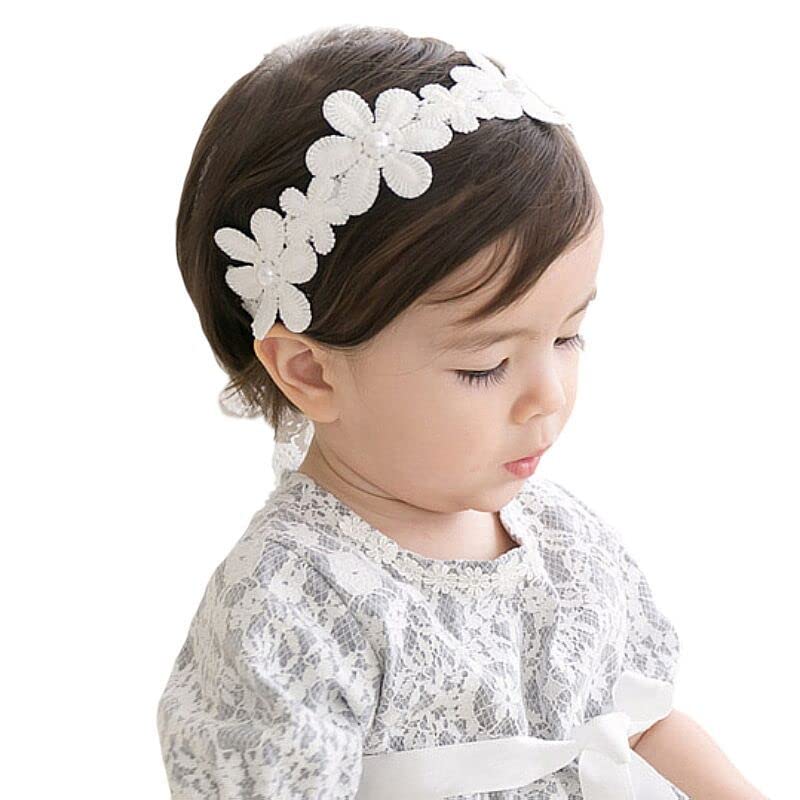 Lot De 3 Bandeaux Bébé Fille à Fleurs - Avec Dentelle, Perles Ou Strass, élastique Souple, Pour Photos Ou Cadeau