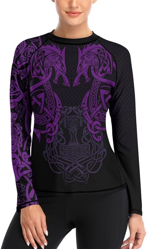 Viking Women's Compression Shirt Long Sleeve MMA BJJ Rash Guard Grappling Jiu Jitsu No Gi