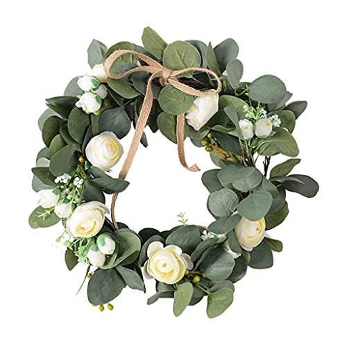 Couronne de Noël artificielle de 38 cm pour porte d'entrée mur et fête de laurier