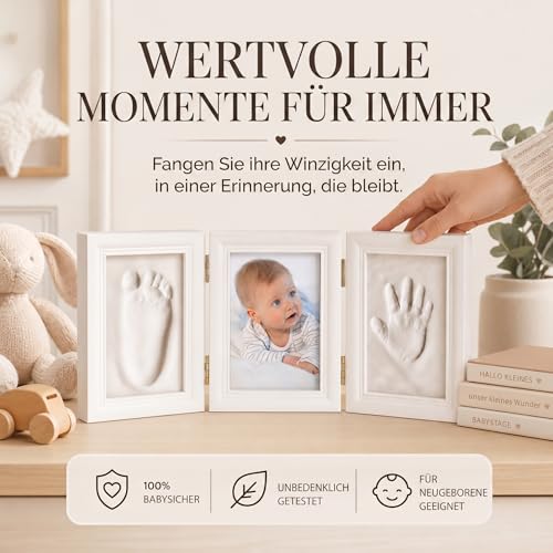 all Kids United® Baby Bilderrahmen Abdruckset Gips 40x23cm Hand & Fuß – Ansicht 2