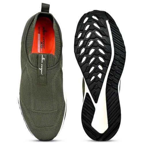 Image of Allen Cooper Training,Men's Lightweight Running Shoes | Breathable Mesh Sneakers with Cushion Comfort & Anti-Slip Sole | Walking, Gym, Training & Daily Wear Sports Shoes(651|TurboBoost|Color Options- Black,Olive,Green,Blue /Size-6,7,8,9,10)
