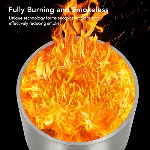 Smokeless Fire Pit with Air Switch16.5, Wood Burning Portable Stainless Steel Outdoor Firepit with Removable Stand and Ash Pan, Ideal for Camping for Backyard Patio and Picnic, H: 11.5 in, 13.22 lbs