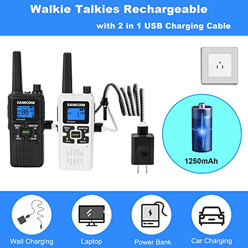 4 Long Range Walkie Talkies Rechargeable For Adults - Noaa 2 Way Radios Walkie Talkies- Frs Two Way Radios With Earpiece Group Call Flashlight Vox Scan Noaa Weather Alert And Usb Charger Battery #TOP1