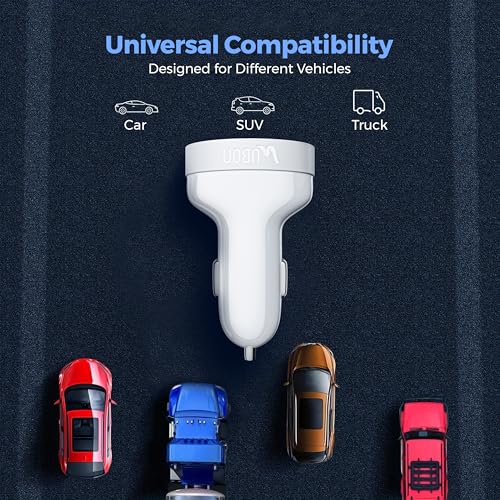 Image of Ubon CH85 20W Dual USB Car Charger with Micro USB Cable | Fast Charging Car Adapter | Overheat & Overvoltage Protection | Compact & Durable Design | Compatible with All Smartphones & Devices (White)
