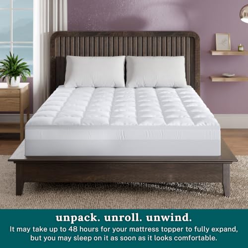 Image of Sleep Innovations 4 Inch Pillow Top & Green Tea Gel Memory Foam Mattress Topper, King, Medium Plush Feel, Pressure Relief, for All Sleep Positions