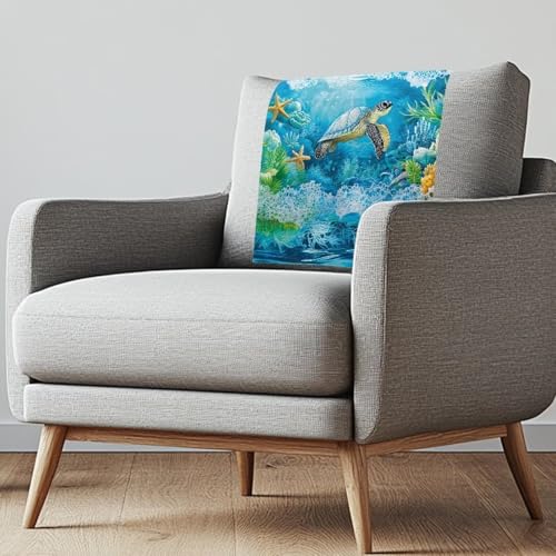Mintulipy Ocean Turtle Headrest Cover for Recliner Chair Recliner Headrest Protector Sofa Headrest Covers Couch Headrest Protector Recliner Chair Head Protector Cover 1/2 Pack