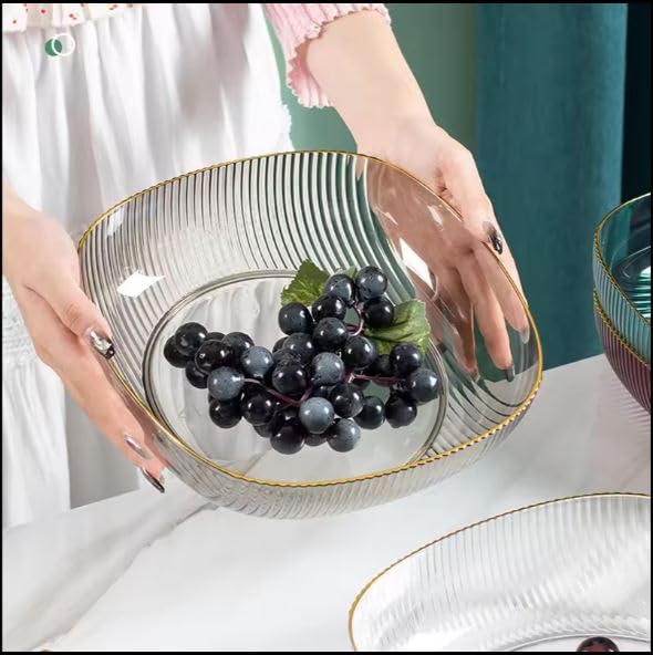 Riveira Dessert Bowls Gold Edge Snacks Serving Plates Vegetable Basket Holders for Countertops Decorative Candy Tray Home Office Reusable Plastic Bone Spitting Dish