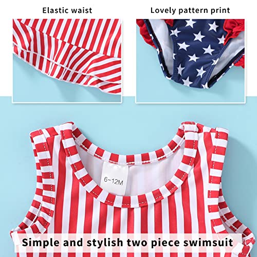 Younger Tree 4Th Of July Baby Girl Swimsuit Toddler Independence Day Outfits Stripe And Stars Bathing Suit 4Th Of July Bikini Set (Stripe And Stars Swimsuit, 3-4T) #TOP2