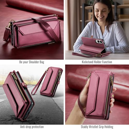 Coque Samsung Galaxy S25 Edge 5G portefeuille fermeture éclair rabat RFID - 7