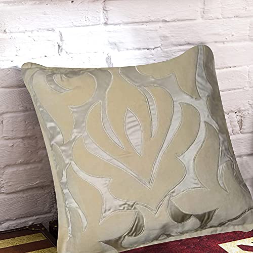 Image of SAJAVAT HOME CV120 Embroidery Cushion Cover (Pack of 1) 18x18 INCHES /45x45 cm Multicolour (Ivory, Velvet)